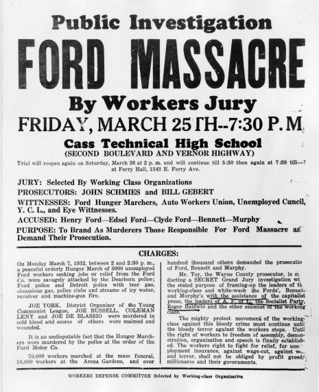 (12282) Ford Hunger March, Workers' Inquiry, Flyer, 1932 (12282) Ford Hunger March, Workers' Inquiry, Flyer, 1932
