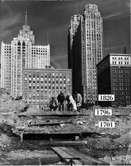 (1673) Historical, Excavations, Downtown Detroit, 1947 (1673) Historical, Excavations, Downtown Detroit, 1947