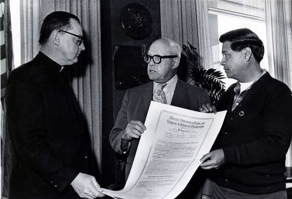 (213) National Charter, Cesar Chavez, George Meany, Msgr. George Henry, 1972 (213) National Charter, Cesar Chavez, George Meany, Msgr. George Henry, 1972