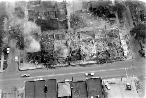 (26471) Riots, Rebellions, Aerial Views, 12th Street, Linwood, 1967 (26471) Riots, Rebellions, Aerial Views, 12th Street, Linwood, 1967
