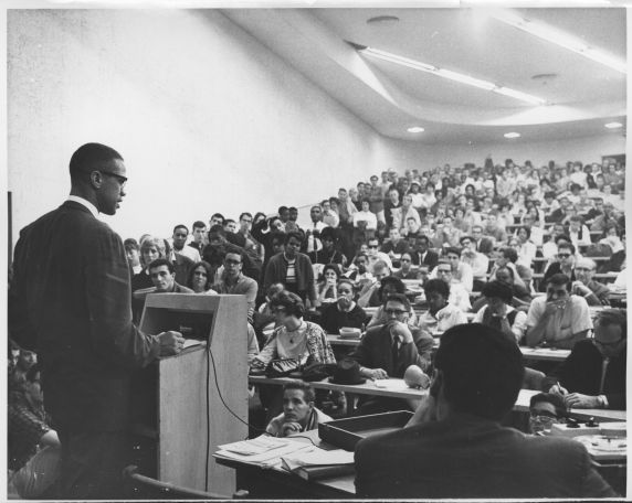 (27991) Nation of Islam, Malcolm X, Meetings, Wayne State, 1963 (27991) Nation of Islam, Malcolm X, Meetings, Wayne State, 1963