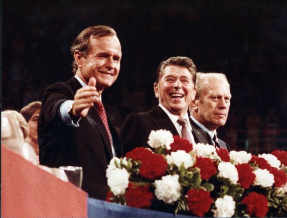 (28868) Presidents, Ronald Regan, Jerry Ford, George H.W. Bush, Detroit, 1980 (28868) Presidents, Ronald Regan, Jerry Ford, George H.W. Bush, Detroit, 1980