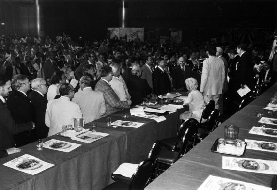 (29264) Richard Cordtz, John Sweeney, and other attendees, SEIU 17th International Convention, New York, New York, 1980 (29264) Richard Cordtz, John Sweeney, and other attendees, SEIU 17th International Convention, New York, New York, 1980