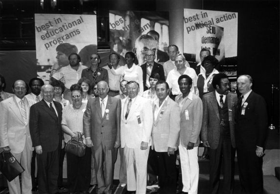 (29271) John Sweeny, George Hardy, Richard Cordtz, SEIU 17th International Convention, New York, New York, 1980 (29271) John Sweeny, George Hardy, Richard Cordtz, SEIU 17th International Convention, New York, New York, 1980