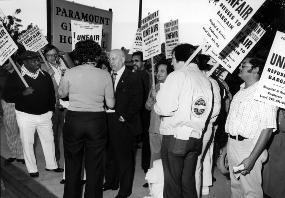 (29518) George Hardy, Local 399, Paramount General Hospital Demonstration and Interview, 1975 (29518) George Hardy, Local 399, Paramount General Hospital Demonstration and Interview, 1975