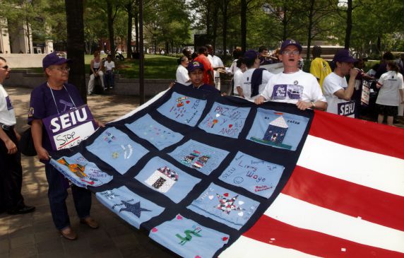 (29796) Participants Display Flag, Immigration Rights Rally, Washington, D.C., 2002 (29796) Participants Display Flag, Immigration Rights Rally, Washington, D.C., 2002