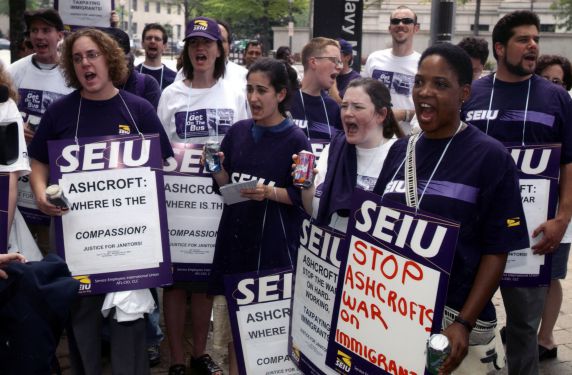 (29799) Demonstrators Hold Signs, Immigration Rights Rally, Washington, D.C., 2002 (29799) Demonstrators Hold Signs, Immigration Rights Rally, Washington, D.C., 2002