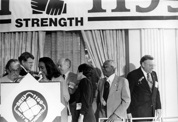 (30583) Coretta Scott King, Ted Kennedy, John Sweeney, 1199 / SEIU Healthcare Conference, 1981 (30583) Coretta Scott King, Ted Kennedy, John Sweeney, 1199 / SEIU Healthcare Conference, 1981