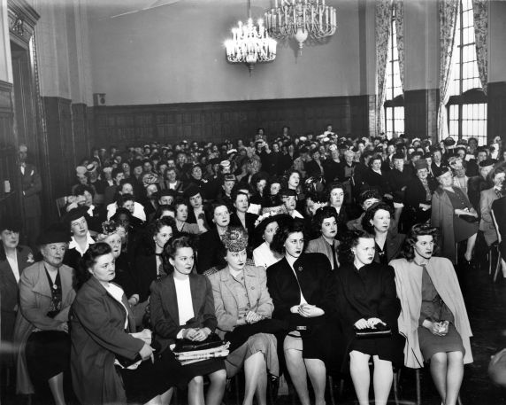 (7392) Local 73, candy salesgirls, Chicago Retail Confectioners Association, Chicago, 1945 (7392) Local 73, candy salesgirls, Chicago Retail Confectioners Association, Chicago, 1945