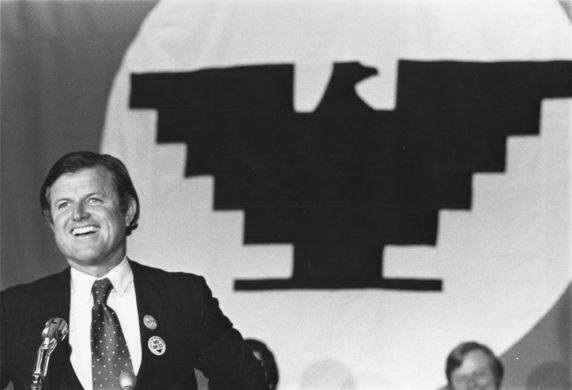 (7491) Sen. Edward (Ted) Kennedy, "No on 22" rally, Lincoln Park, California (7491) Sen. Edward (Ted) Kennedy, "No on 22" rally, Lincoln Park, California