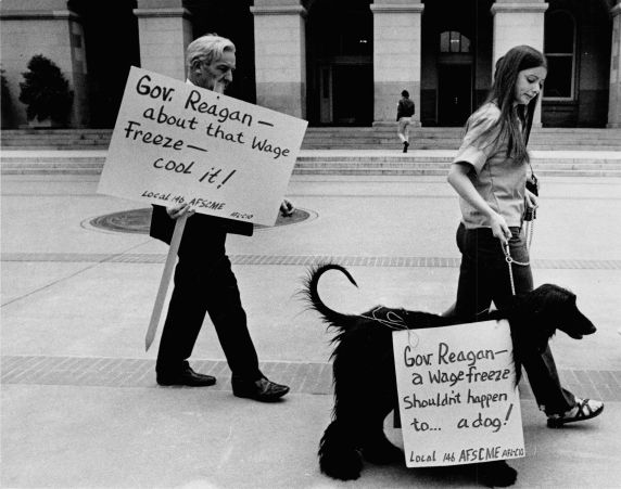 (7504) California wage freeze proposal protested (7504) California wage freeze proposal protested