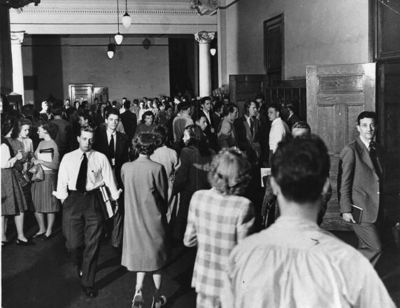 Crowded conditions, Old Main, Detroit, Michigan Crowded conditions, Old Main, Detroit, Michigan
