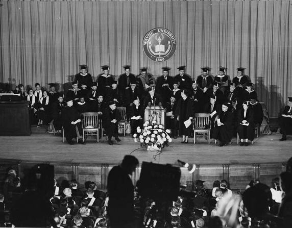 President Clarence Hilberry, commencement, Detroit, Michigan President Clarence Hilberry, commencement, Detroit, Michigan