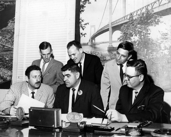 (30482) AFSCME Locals 1396 and 1308 sign contract, 1965 (30482) AFSCME Locals 1396 and 1308 sign contract, 1965
