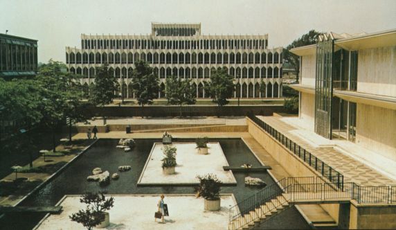 College of Education and McGregor Memorial Conference Center Reflecting Pool, 1961 College of Education and McGregor Memorial Conference Center Reflecting Pool, 1961
