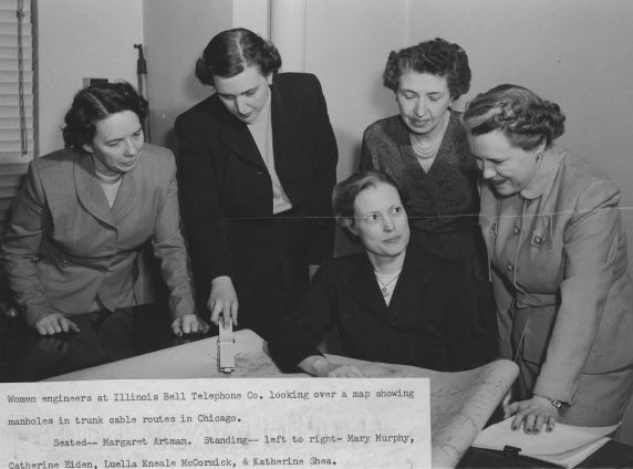 (7627) Women Engineers, At Work. Date: 1950-1959. Medium: Photograph